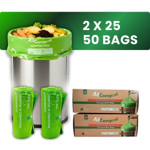 AllCompost Compostable Trash Bags, 13 Gallon / 49.2 Liter, *50 Count