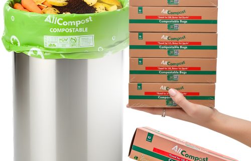 Compostable Trash Bags, 13 Gallon – Smart MultiBin Set (50 Count), Super Strong 0.9 Mil Leak-Proof, BPI & OK Compost HOME Certified, ASTM D6400 – AllCompost
