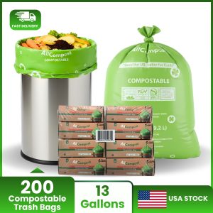 Compostable Trash Bags 13 Gallon 200 Count Certified BPI AllCompost